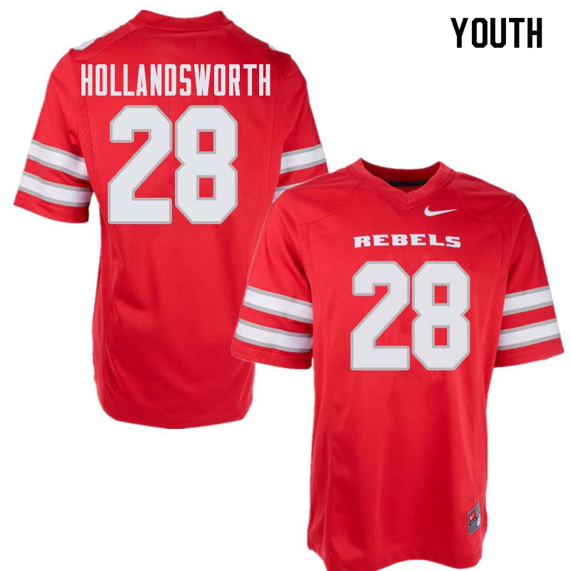 Youth UNLV Rebels #28 Tariq Hollandsworth College Football Jerseys Sale-Red